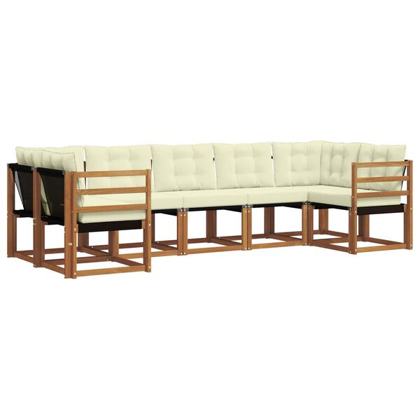 vidaXL Utomhussoffset med kudde 7 pcs Naturlig och svart