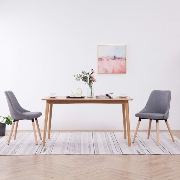 vidaXL Matstolar 2 st ljusgr&aring; tyg