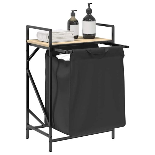 vidaXL Tvättkorg 1 fack med hylla sonoma-ek