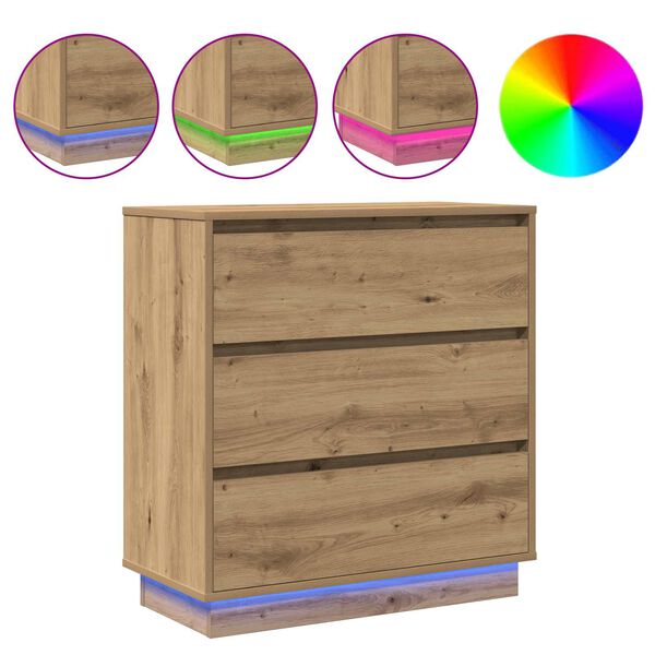 vidaXL Nattduksbord Artisan Ek 71 x 34,5 x 75 cm Konstruerat trä