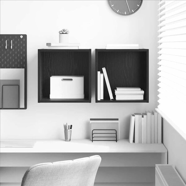 vidaXL Väggskåp 2 pcs Svart Ek 37 x 37 x 37 cm Konstruerat trä