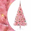 vidaXL Konstgjord F&ouml;rbelyst Julgran med 150 LED-lampor Rosa 150 cm PVC