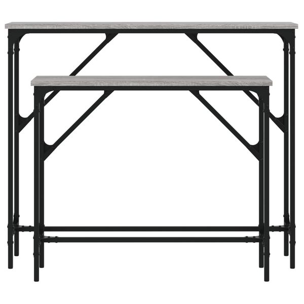 vidaXL Avlastningsbord 2 st grå sonoma konstruerat trä