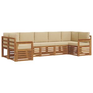 vidaXL Sektionsoffgrupp med kudde 7 pcs Naturlig och Beige