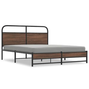vidaXL S&auml;ngram utan madrass metall brun ek 160x200 cm
