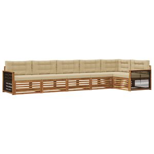 vidaXL Utomhussoffset med kudde 6 pcs Naturlig och Beige