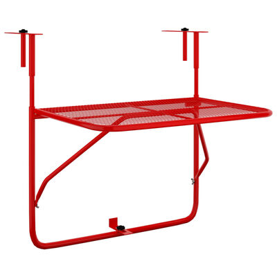 vidaXL Balkongbord röd 60x40 cm stål