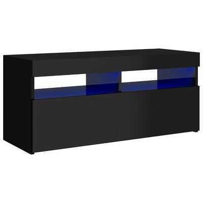 vidaXL TV-bänk med LED-belysning svart högglans 90x35x40 cm