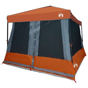 vidaXL Campingt&auml;ltset med tak 2 pcs Gr&aring; och orange Taffeta och tyg