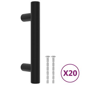 vidaXL Sk&aring;phandtag 20 st svart 64 mm rostfritt st&aring;l