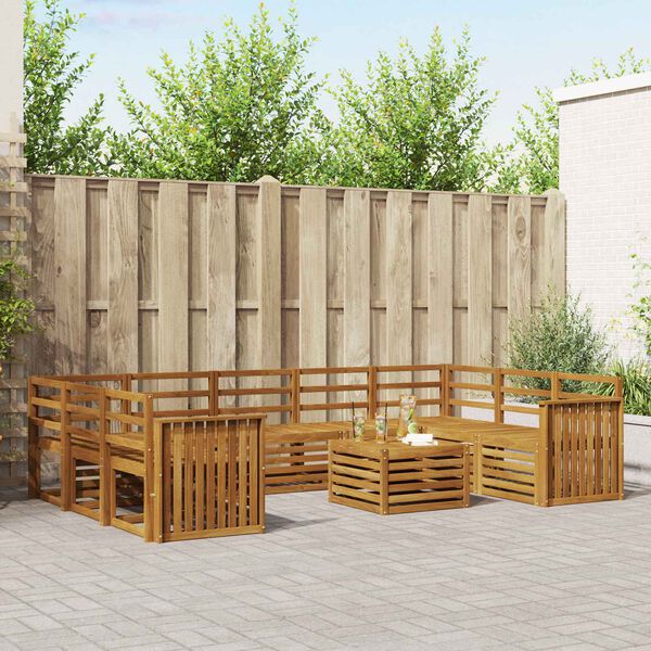 vidaXL Soffgrupper 10 pcs Naturf&auml;rg Massivt Akaciatr&auml;