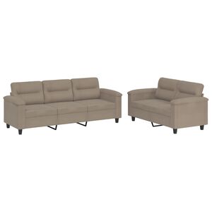 vidaXL Soffgrupp med kuddar 2 delar taupe mikrofibertyg
