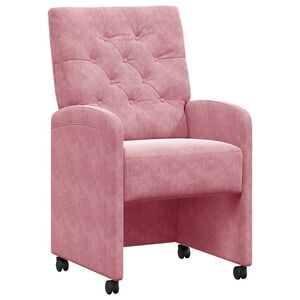 vidaXL Matstolar med hjul 2 st Sammet Rosa 58 x 67 x 97 cm