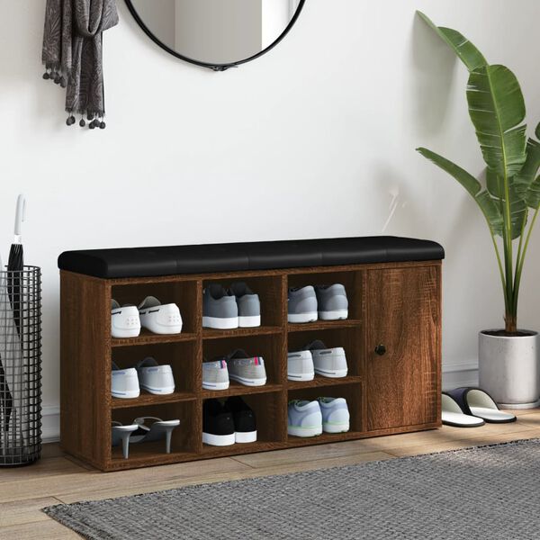 vidaXL Skob&auml;nk brun ek 102x32x50 cm konstruerat tr&auml;