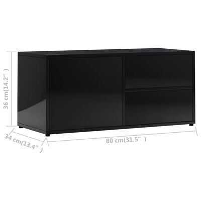 vidaXL TV-bänk svart högglans 80x34x36 cm konstruerat trä