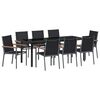 vidaXL Tr&auml;dg&aring;rdsm&ouml;belset 9 pcs Svart Pulverlackerad st&aring;l