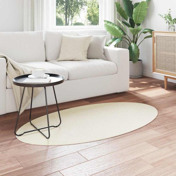 vidaXL Omr&aring;desmattor Oval HUARTE Kr&auml;m 150 x 80 cm 100% Polyester