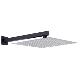 vidaXL Duscharm fyrkantig rostfritt st&aring;l 201 svart 30 cm