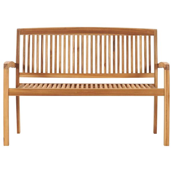 vidaXL Stapelbar tr&auml;dg&aring;rdsb&auml;nk med dyna 128,5 cm massiv teak