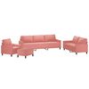 vidaXL Soffgrupp med dynor 4 delar rosa sammet