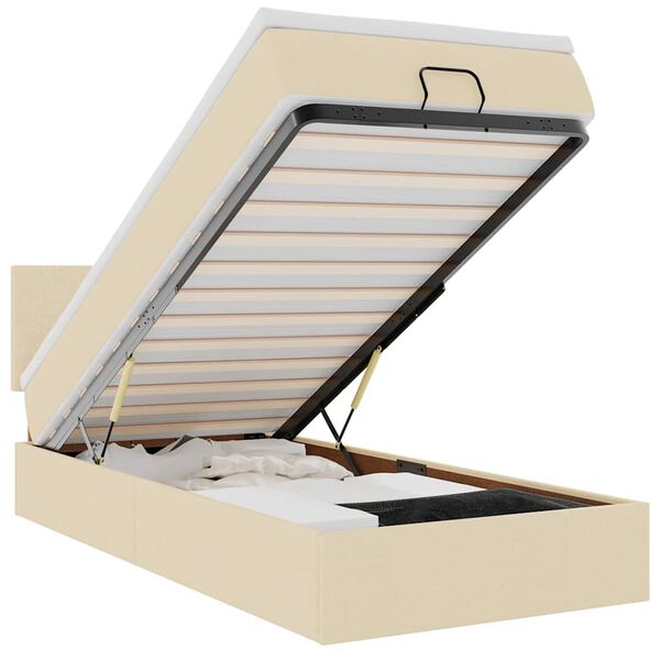 vidaXL Ottoman s&auml;ngram med madrass gr&auml;ddvit 90x190 cm tyg