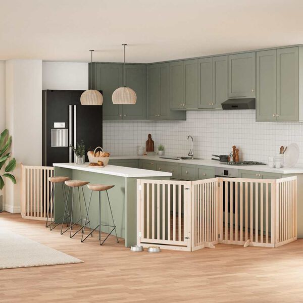 vidaXL Hundgrind med d&ouml;rr vikbar 8 paneler 640 cm poppel