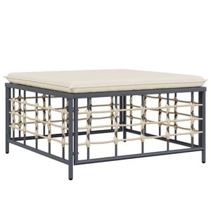 vidaXL Fotpall med dyna f&ouml;r tr&auml;dg&aring;rden beige konstrotting