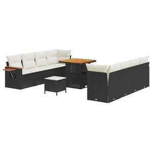 vidaXL Tr&auml;dg&aring;rdsoffset 12 st 10-Antal sittplatser Svart och kr&auml;m