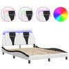vidaXL Bed Frame "Viana" with LED without Mattress White and Black 140x190 cm