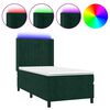 vidaXL Rams&auml;ng med madrass & LED m&ouml;rkgr&ouml;n 80x200 cm sammet