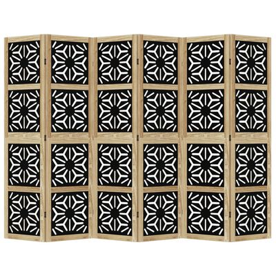 vidaXL Rumsavdelare 6 paneler brun och svart massivt paulownia