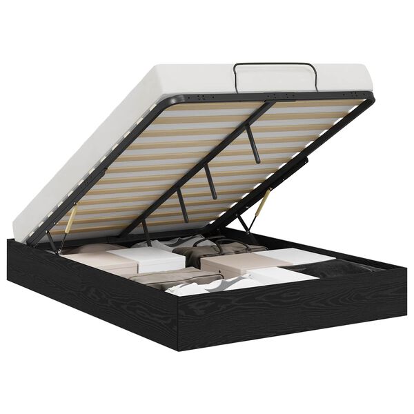 vidaXL Ottoman S&auml;ngram Svart Ek 203 x 140 x 25 cm Konstruerat tr&auml;