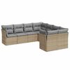 vidaXL Matgrupp f&ouml;r tr&auml;dg&aring;rden med dynor 8 delar beige konstrotting