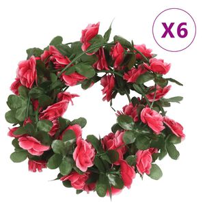vidaXL Blomstergirlanger 6 st rosenr&ouml;d 250 cm