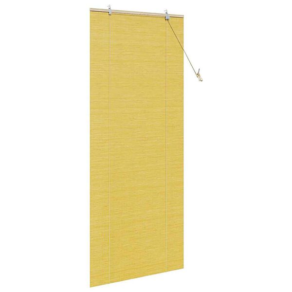 vidaXL Rullgardin med gardiner Gul 90 x 220 cm Bambu
