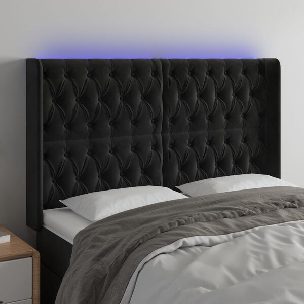 vidaXL S&auml;nggavel LED svart 147x16x118/128 cm sammet