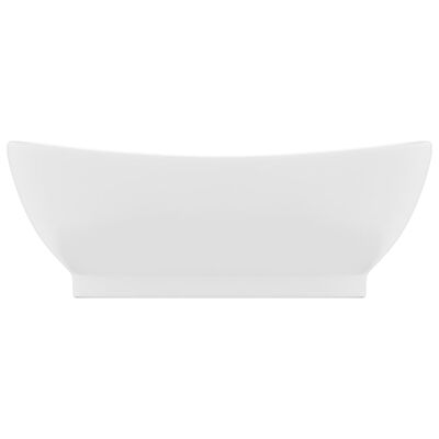 vidaXL Ovalt handfat med bräddavlopp matt vit 58,5x39 cm keramik