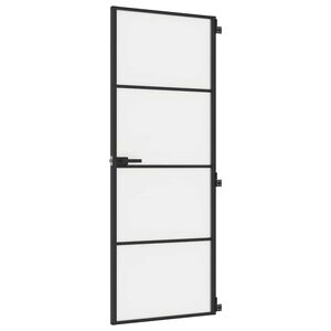 vidaXL Innerd&ouml;rr svart 76x201,5 cm h&auml;rdat glas och aluminium slim