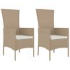 vidaXL Tr&auml;dg&aring;rdsstolar med dynor 2 st konstrotting beige