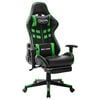 vidaXL Gamingstol med fotst&ouml;d svart och gr&ouml;n konstl&auml;der
