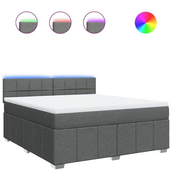 vidaXL Ramsäng med madrass mörkgrå 180x200 cm tyg