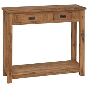 vidaXL Konsolbord Naturlig 90 x 30 x 80 cm Massivt teaktr&auml;