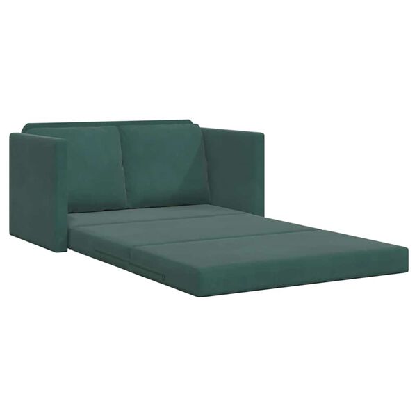 vidaXL Golvb&auml;ddsoffa 2-i-1 m&ouml;rkgr&ouml;n 122x204x55 cm sammet
