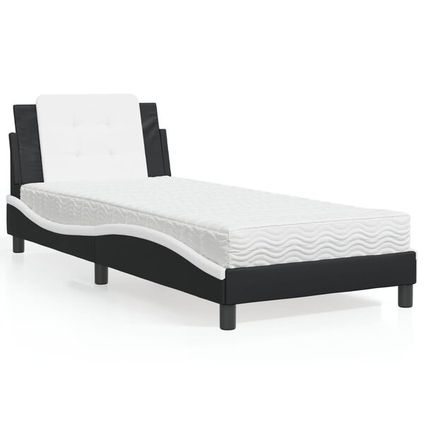 vidaXL Bed Frame without Mattress "Zadar" Black and White 137x190 cm Faux Leather