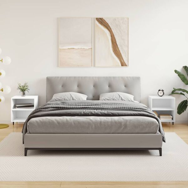 vidaXL S&auml;ngbord 2 st vit 40x30x50 cm konstruerat tr&auml;