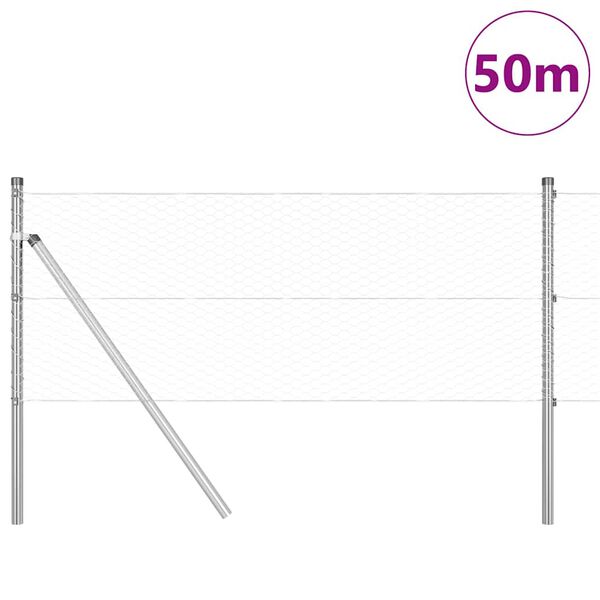 vidaXL St&auml;ngselstolpe Silver 50 x 0,6 m (25 mm n&auml;t) St&aring;l