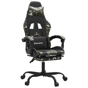vidaXL Gamingstol med fotst&ouml;d svart och kamouflage konstl&auml;der