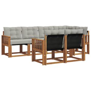 vidaXL Utomhussoffset med kudde 7 pcs Naturlig och Ljus Gr&aring;