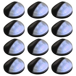 vidaXL Sollampa v&auml;gg LED set 12 st rund svart