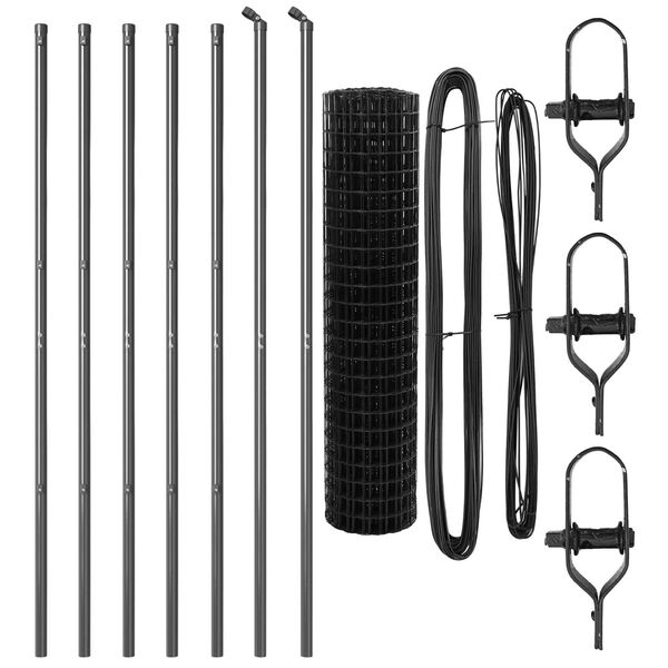 vidaXL St&auml;ngsel med stolpe Gr&aring; 1 x 10 m St&aring;l och PVC